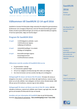Välkommen till SweMUN 12-14 april 2016 - Svenska FN