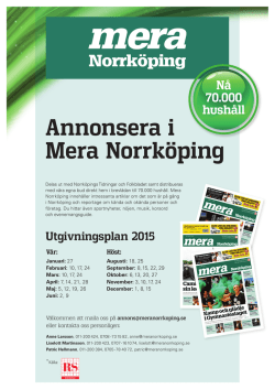 Annonsera i Mera Norrköping Utgivningsplan 2015
