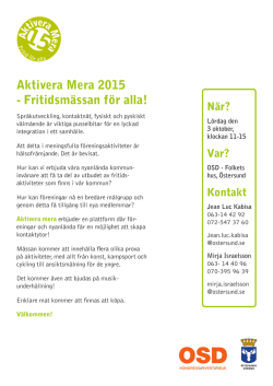 Aktivera Mera 2015 - Fritidsmässan för alla!