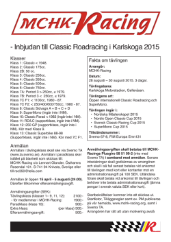 - Inbjudan till Classic Roadracing i Karlskoga 2015 - MCHK