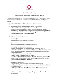 Protokoll, Styrelsemöte, Lärarförbundet i Lindesberg, 1 april 2015, kl