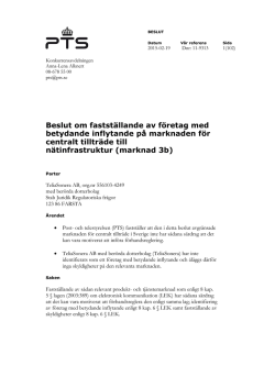 Beslut om fastställande av företag med