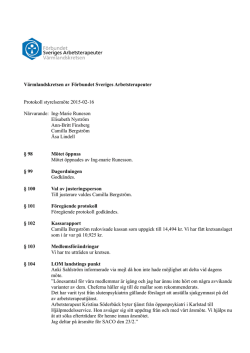 Protokoll Styrelsemöte 150216 - Förbundet Sveriges Arbetsterapeuter