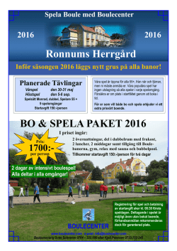 Ronnums Herrgård BO & SPELA PAKET 2016