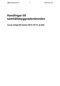 Handlingar till samh&auml;llsbyggnadsn&auml;mnden (urval