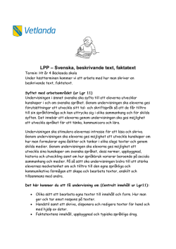 LPP – Svenska, beskrivande text, faktatext
