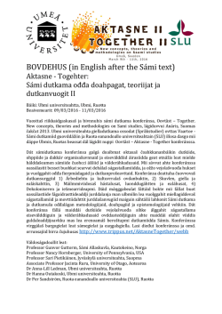 BOVDEHUS (in English after the Sámi text)