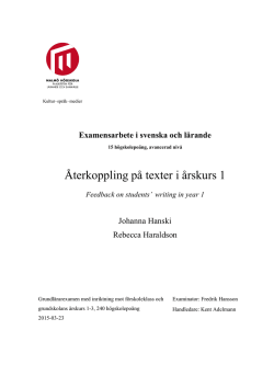 Återkoppling på texter i årskurs 1