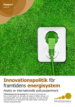 Innovationspolitik för framtidens energisystem