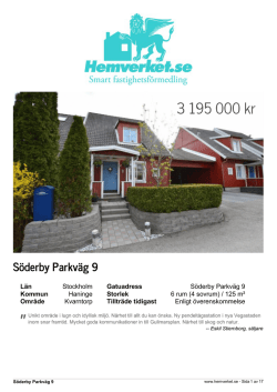 Page 1 " S&ouml;derby Parkv&auml;g 9 L&auml;n Stockholm Gatuadress S&ouml;derby