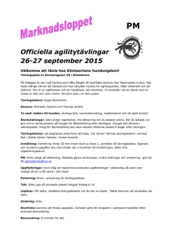 PM Officiella agilitytävlingar 26-27 september 2015