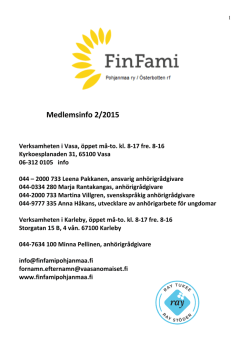 Medlemsinfo 2/2015 - FinFami Pohjanmaa ry, FinFami Österbotten rf