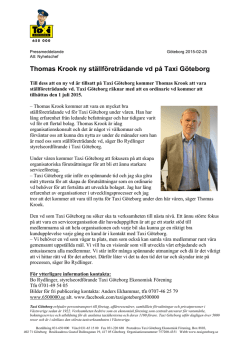 Thomas Krook ny ställföreträdande vd på Taxi Göteborg