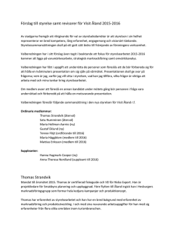 Förslag till styrelse samt revisorer för Visit Åland 2015