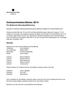 Verksamhetsberättelse 2014 - Söderorts Naturskyddsförening