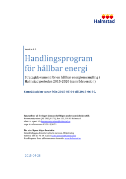 Handlingsprogram för hållbar energi 2015-2020.