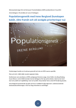 SSPKs Avelskonferens i ämnet Populationsgenetik