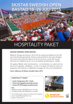 HOSPITALITY PAKET - SkiStar Swedish Open