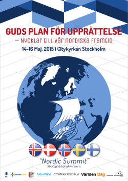 GUDS PLAN FÖR UPPRÄTTELSE - Nordic Summit 2015 Stockholm