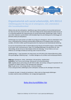 Organisatorisk och social arbetsmiljö, AFS 2015:4