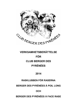 verksamhetsberättelse för club berger des pyrénées 2014