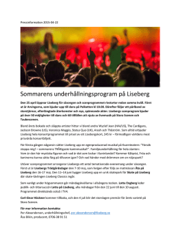 Sommarens underhållningsprogram på Liseberg