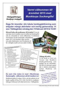 Varmt välkommen till årsmötet 2015 med Munktorps Sockengille!