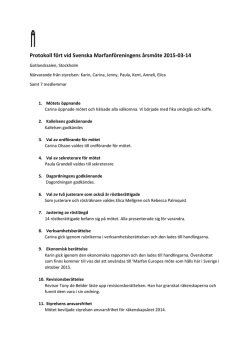 Protokoll fört vid Svenska Marfanföreningens årsmöte 2015-03-14