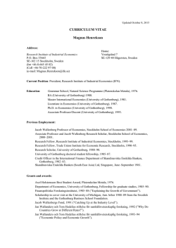 Henrekson CV incl publications October 8 2015