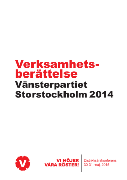 Verksamhetsberättelse Storstockholm 2014