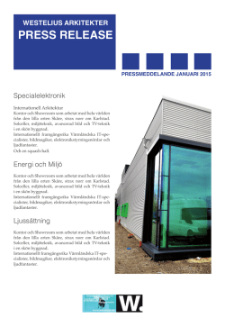 Press Release – Westelius Arkitekter 2015-06