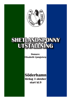 SHETLANDSPONNY UTSTÄLLNING - Välkommen till Shetland Nord