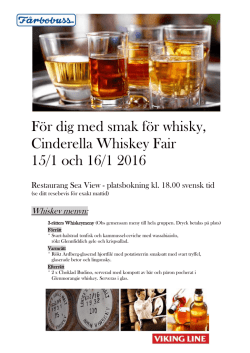 För dig med smak för whisky, Cinderella Whiskey Fair 15/1 och 16/1