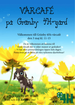 Välkommen till Gränby 4Hs vårcafé den 3 maj kl. 11