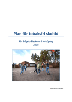 Plan för tobaksfri skoltid för Nyköpings högstadieskolor