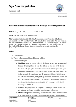 Protokoll Nya Norrbergsgruppen 27 januari 2015