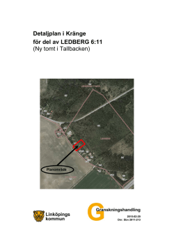 Detaljplan i Kränge för del av LEDBERG 6:11 (Ny tomt i Tallbacken)