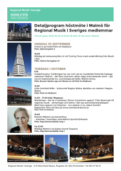 Detaljprogram höstmöte i Malmö för Regional Musik i Sveriges