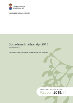 Bostadsmarknadsanalys 2015 - Västmanlands län