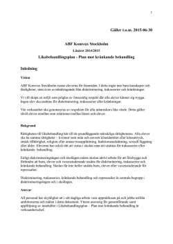 Likabehandlingsplan ABF Komvux Stockholm 2014/2015