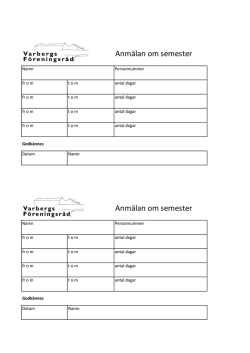 Anmälan om semester Anmälan om semester