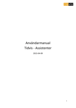 Användarmanual Tidvis - Assistenter