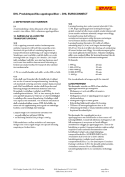 DHL Produktspecifika uppdragsvillkor – DHL EUROCONNECT