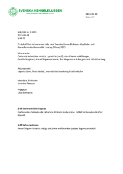 Uppfödar- och kennelkonsulentkommittén, protokoll 3-2015