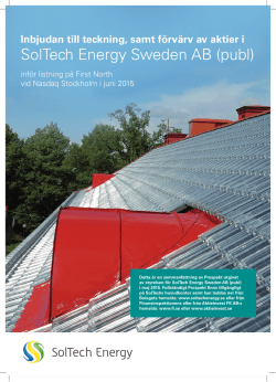 SolTech Energy Sweden AB (publ) - Teaser