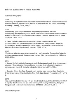 Selected publications of Tobias Hübinette Published monographs