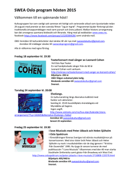 SWEA Oslo program hösten 2015