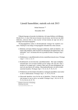 Lärmål Sannolikhet, statistik och risk 2015