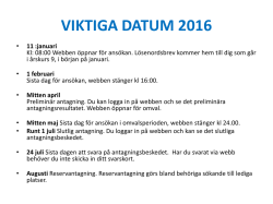 VIKTIGA DATUM 2016