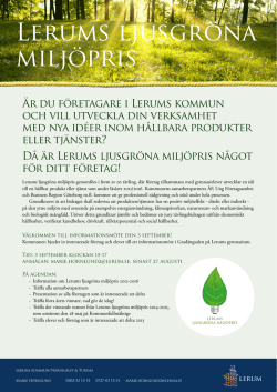 Lerums ljusgröna miljöpris 3 september för företag